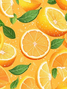 清新橙子水果无缝图案