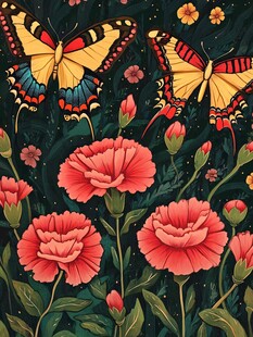 蝶舞花丛间的梦幻景象