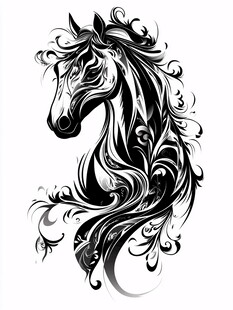 骏马图腾 优雅线条艺术造型