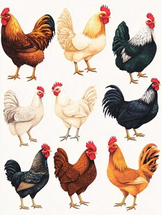 多样品种公鸡母鸡集合图