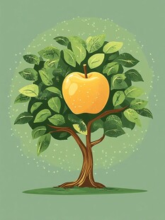 一棵结着大苹果的绿树