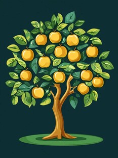 硕果累累的金黄苹果树