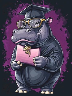 河马学士 手持文凭的萌趣瞬间