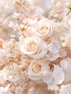 淡粉白玫瑰花卉浪漫组合