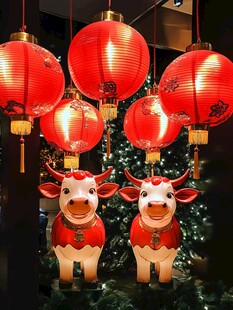 牛年红灯笼喜庆装饰场景
