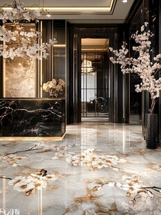 奢华中式风大理石玄关美景