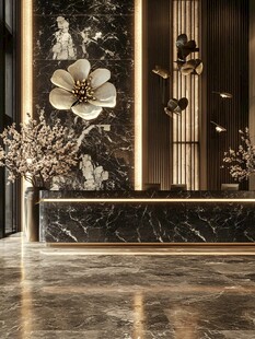 奢华大理石前台装饰设计