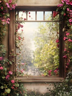 窗边繁花 窗外绿意盎然