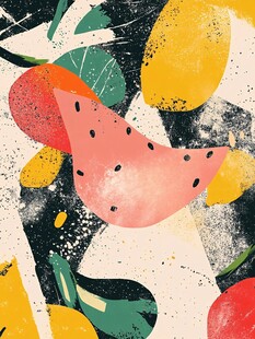 抽象水果插画艺术图案