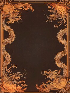 古典龙纹黑金边框图案