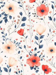 手绘清新花卉无缝图案