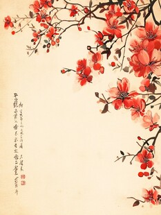 中式红梅图 古典雅致之美