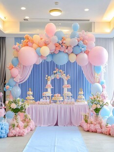 梦幻粉蓝气球甜品装饰场景