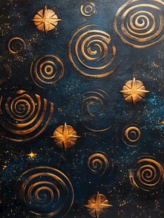 金色星旋夜空梦幻背景