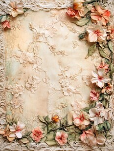 复古花卉蕾丝装饰画