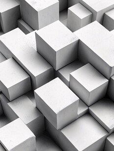 灰白立方体堆叠创意构图