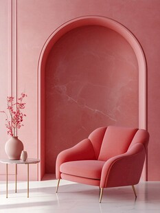 粉色温馨角落的优雅座椅