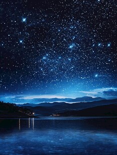 静谧星空下的山水夜景