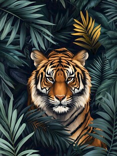 丛林中的威严老虎