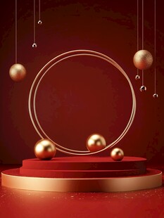 红金质感展示台装饰场景