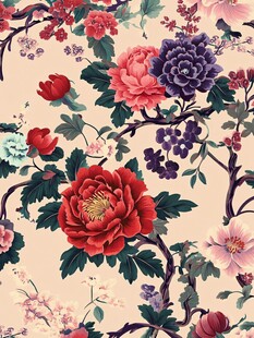 中式繁花锦簇花卉图案