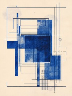 蓝色几何抽象艺术画作