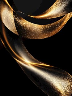 金色流光丝带优雅舞动