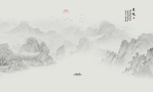 禅意水墨山水画壁纸
