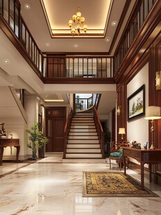 豪华中式复式楼大厅设计