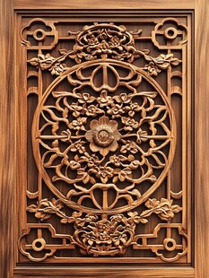 中式木雕花纹精致门板