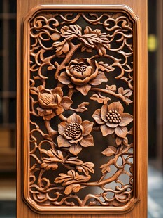 木雕花卉图案精美装饰板