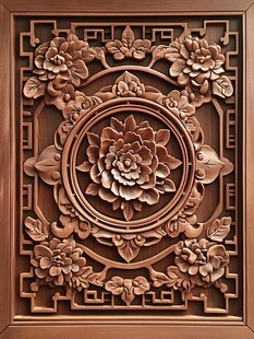 中式木雕花卉精美装饰