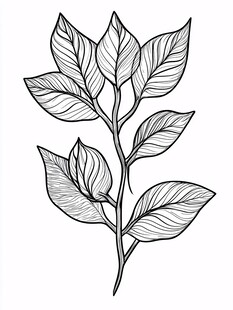手绘植物枝叶线条插画