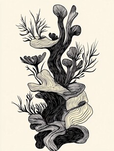 手绘海洋珊瑚礁艺术插画