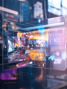 科技融合城市夜景画面