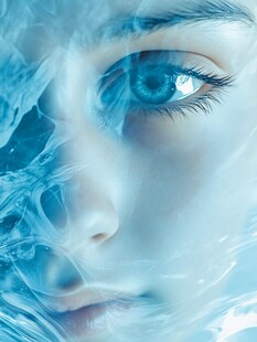 梦幻蓝调下的神秘眼眸
