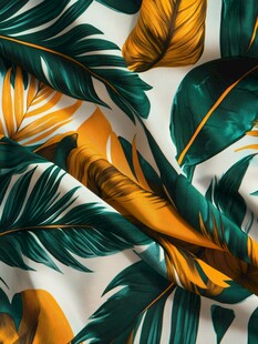 热带风情叶纹布料图案