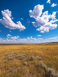 广阔草原上的蓝天白云