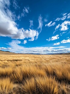 广阔草原上的蓝天白云