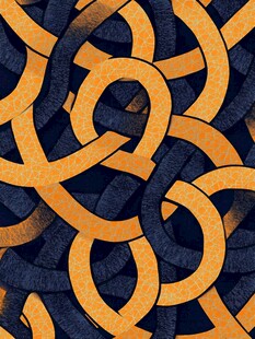 橙黑交织环形抽象图案