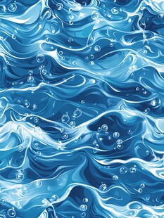 蓝色海浪泡沫无缝图案