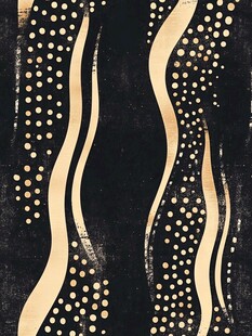 黑金波浪圆点抽象图案