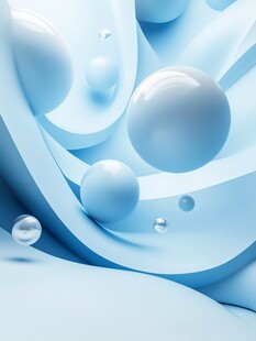 梦幻蓝色球体抽象艺术画面