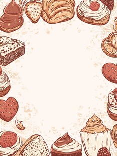 手绘美味甜点边框背景图
