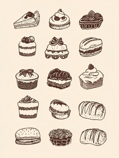 手绘美味甜点集合