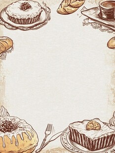 手绘美味糕点边框插画
