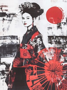 复古风日本艺伎形象插画