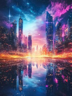 梦幻都市星空夜景