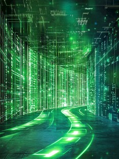 科技感绿色数字虚拟通道