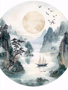 月夜山水行舟图